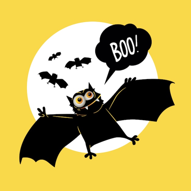 Cute bats in cartoon style