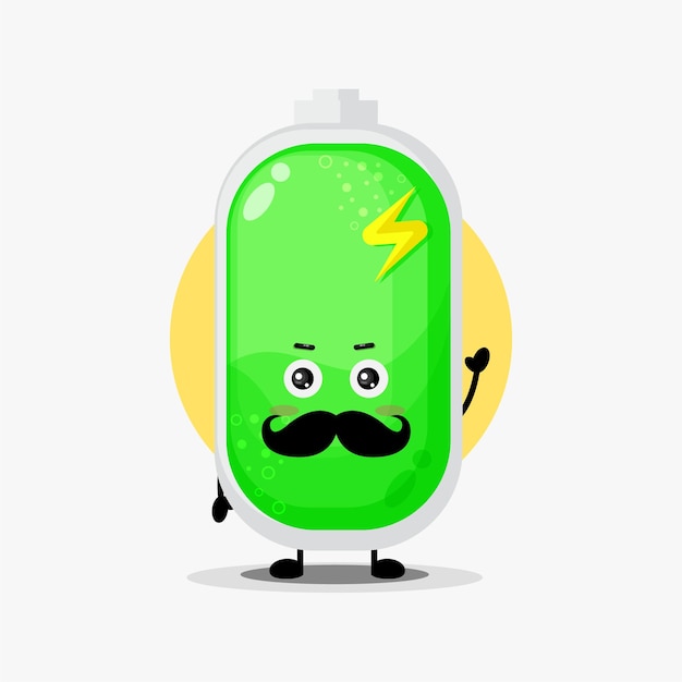 Cute battery character with mustache