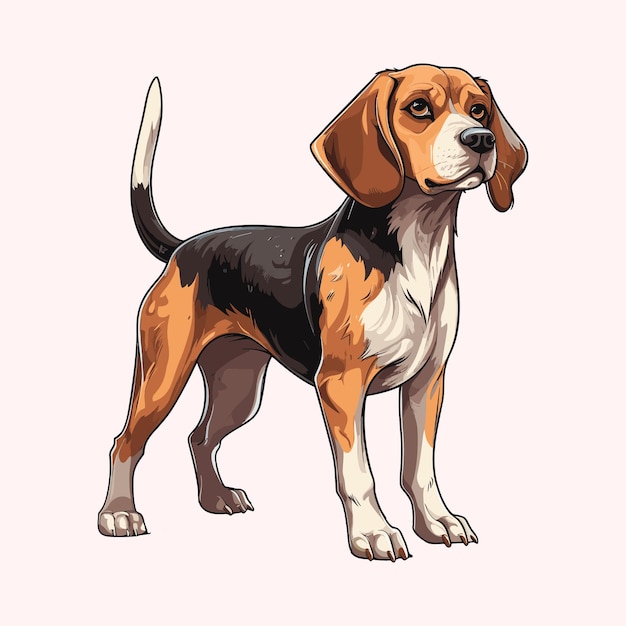 Cute beagle dog cartoon vector art illustration design