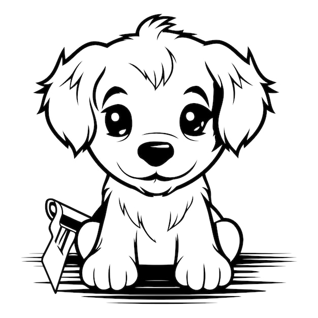 Cute Beagle puppy with a paint roller Vector illustration