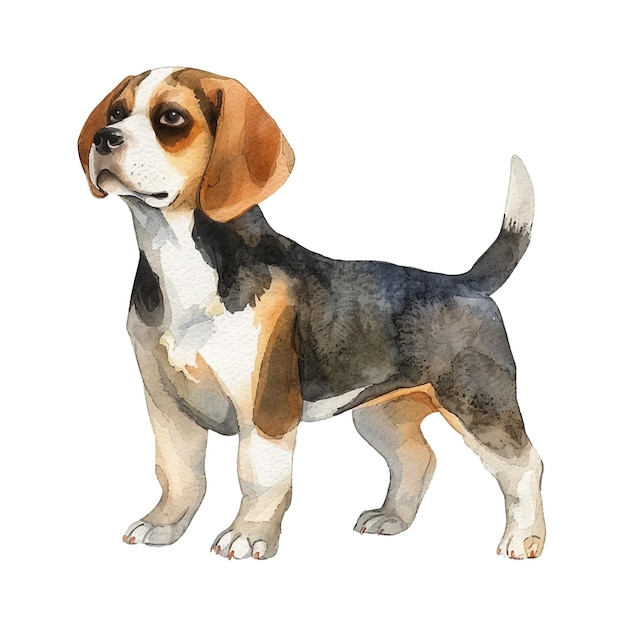 Vettore carina illustrazione vettoriale di beagle in stile acquerello
