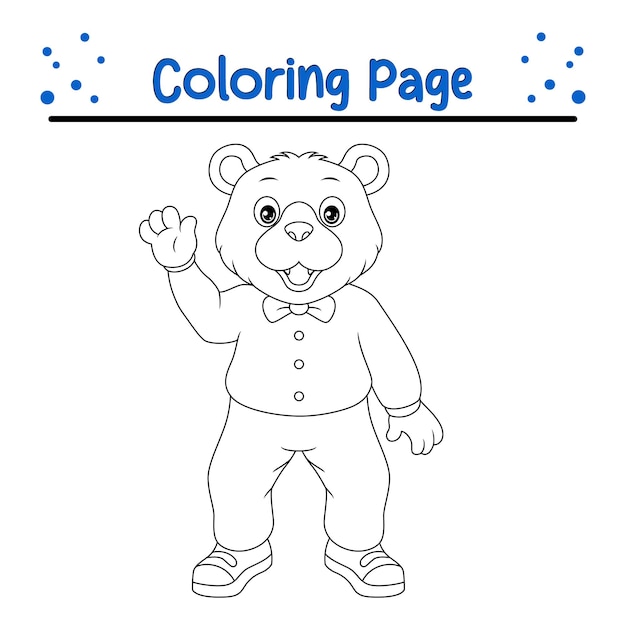 Cute bear Animal coloring page for kids