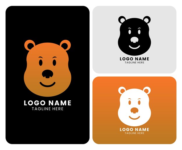 Cute bear animal logo simple