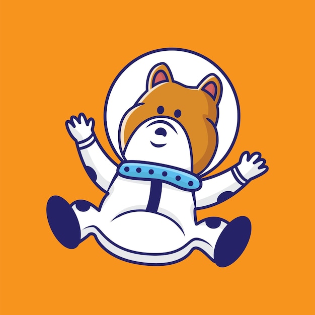 Cute bear astronaut cartoon vector icon illustration logo mascot hand drawn concept trandy cartoon