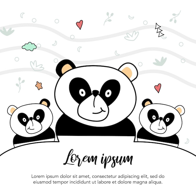 Vector cute bear background design. animal background