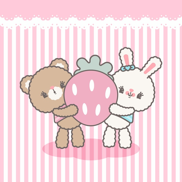 Cute bear and bunny friends