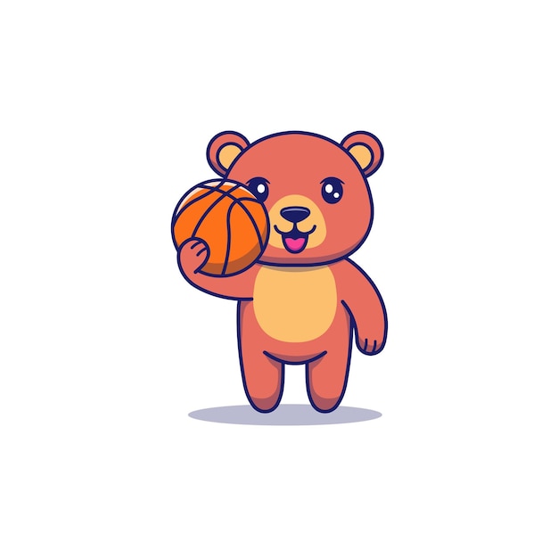 Cute bear carrying basket ball