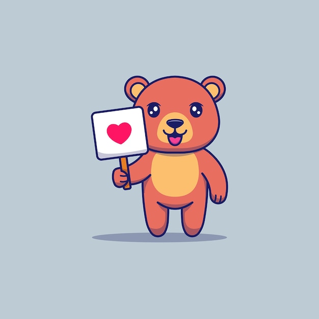 Cute bear carrying love sign