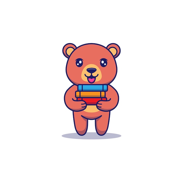 Cute bear carrying some books