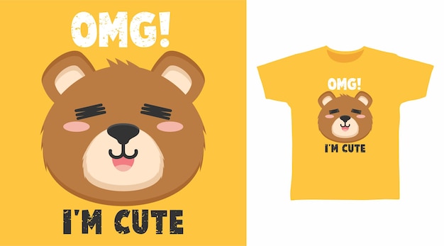 ベクトル tシャツのデザインのためのかわいいクマの漫画