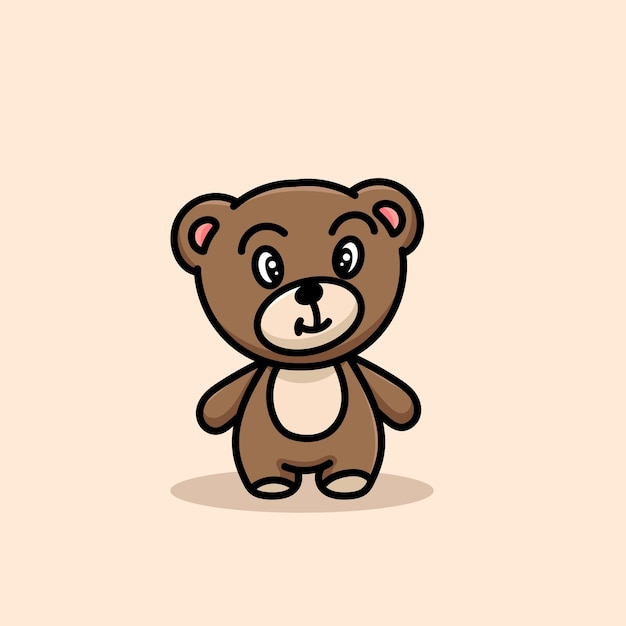 Cute Bear Cartoon Mascot Logo Flat Design Premium Vector