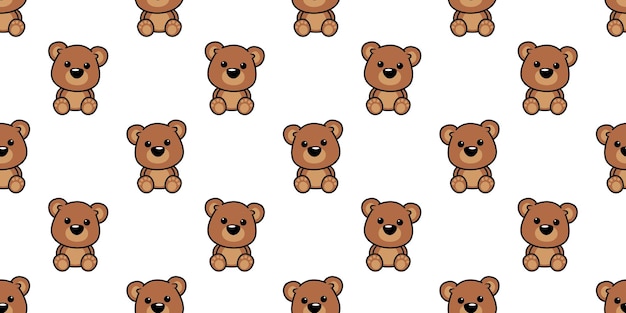 かわいいクマの漫画のシームレスなパターン、ベクトルイラスト