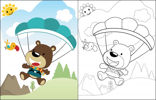  cute bear cartoon the skydiver