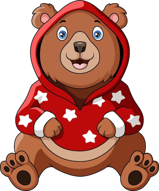 Cute bear cartoon wearing jacket