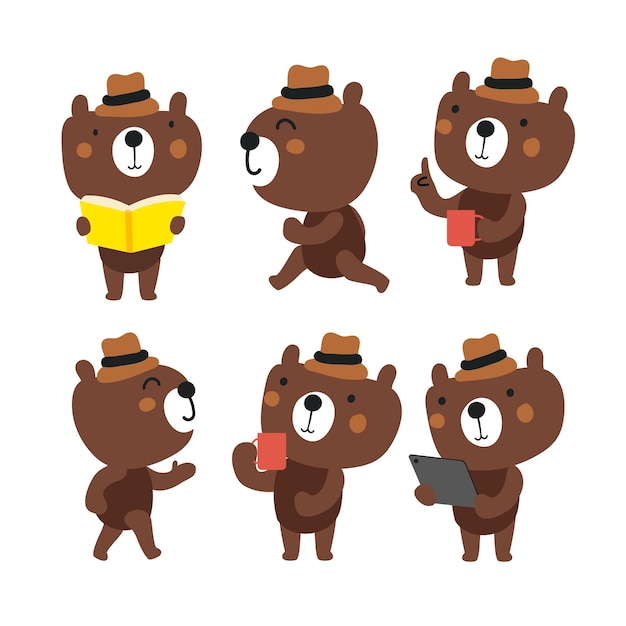 Vector cute bear character design presenting concept