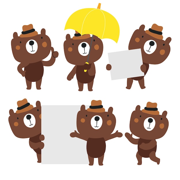 Vector cute bear character design presenting concept