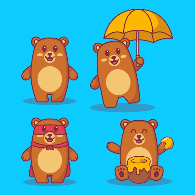 Cute bear character vector illustration