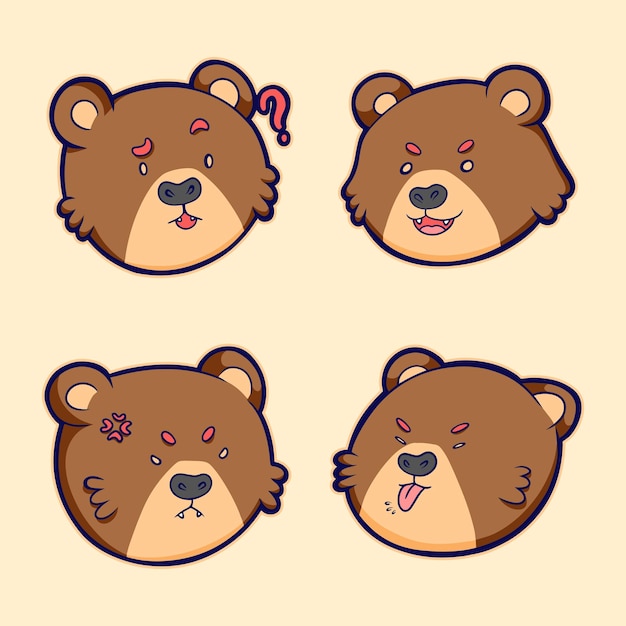 Cute bear character vector set