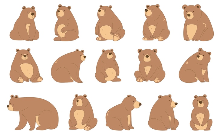 Vector cute bear clipart design illustration