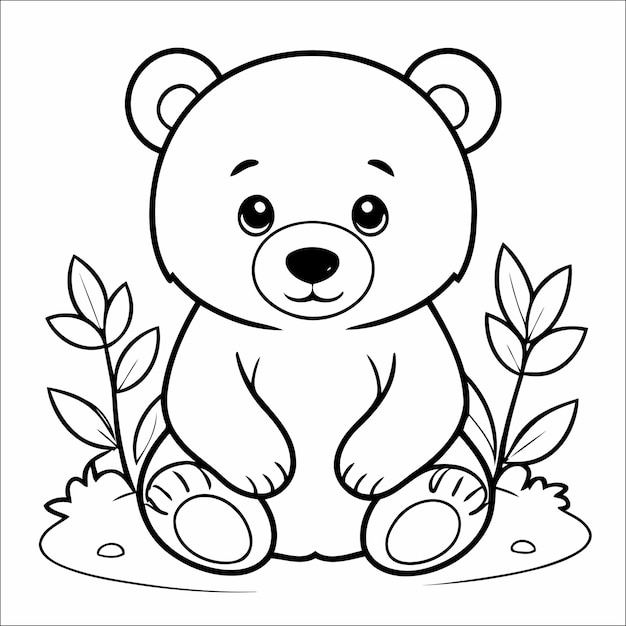 Cute Bear Coloring Page For Toddlers