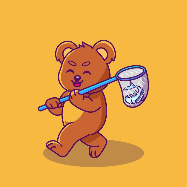 cute bear coming home from fishing