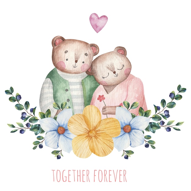 Cute bear couple in love