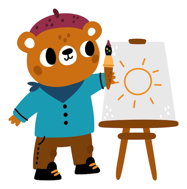 Cute bear drawing Funny animal artist character