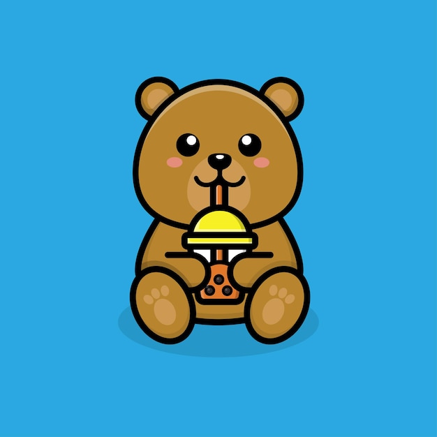 かわいいクマ ドリンク ボバ バブル ティー カップ漫画