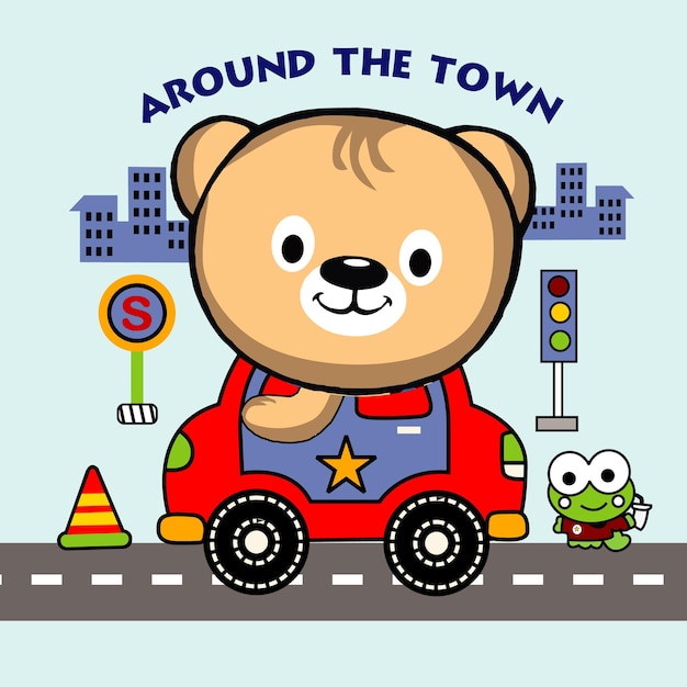 Cute bear driving design cartoon vector illustration