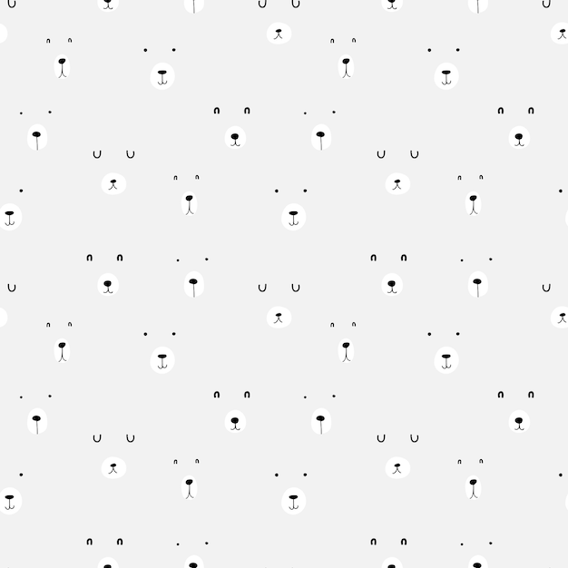 Cute bear faces seamless pattern