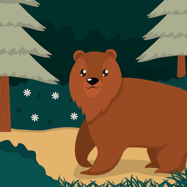 Симпатичный медведь в лесу