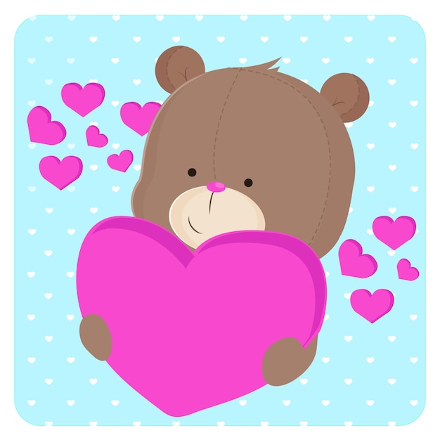 Vector cute bear full of love happy birthday card