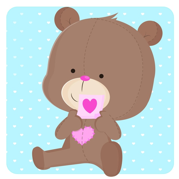 Cute bear full of love happy birthday card