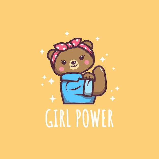 Cute Bear Girl Power