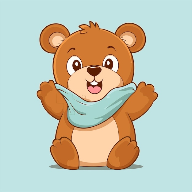 cute bear hand drawn illustration Cartoon animal