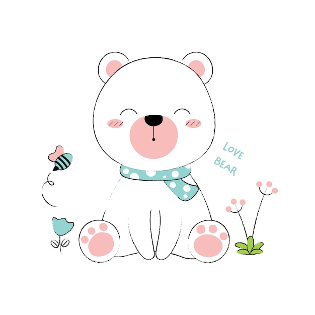 Vector cute bear hand drawn style