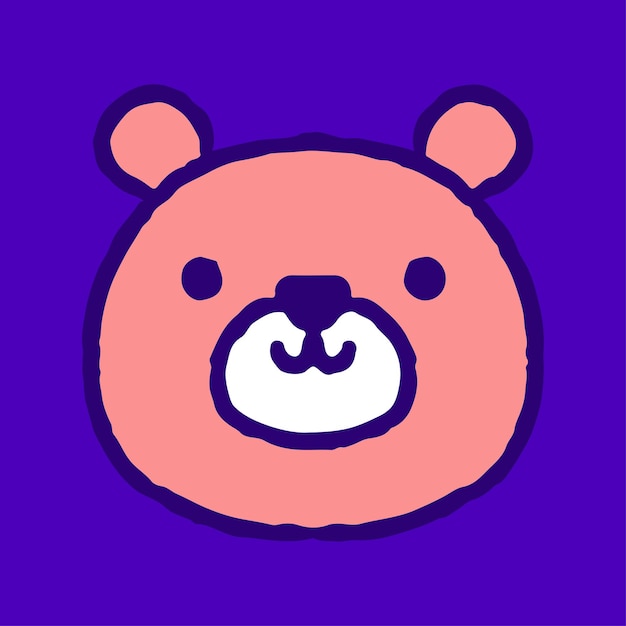 Cute bear head doodle cartoon, illustration for t-shirt, sticker, or apparel.