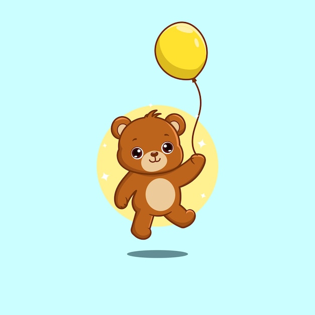 Милый медведь с воздушным шаром в игровой момент