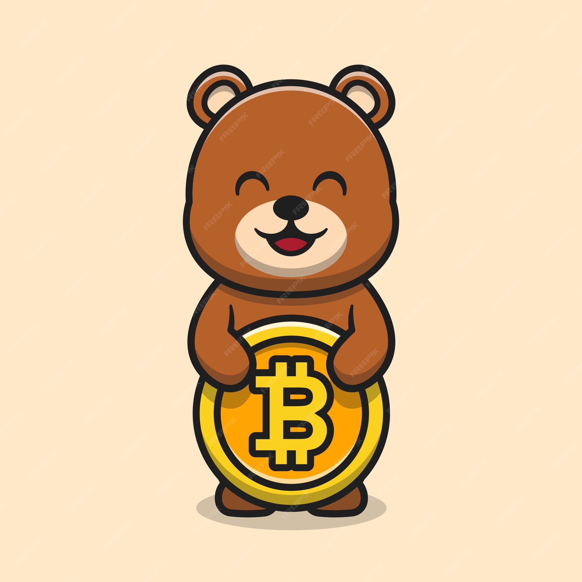 Premium Vector | Cute bear holding bitcoin cartoon vector icon illustration. animal business mascot character concept isolated vector. flat cartoon style Premium Vector | Cute bear holding bitcoin cartoon vector icon illustration. animal business mascot character concept isolated vector. flat cartoon style