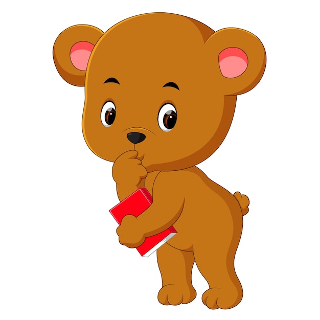 Cute bear holding book and pencil