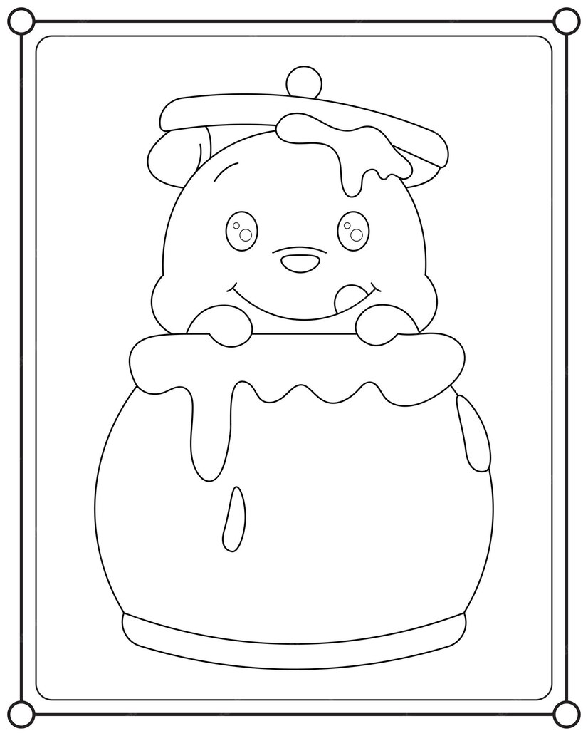 Premium Vector | Cute bear and honey suitable for children's coloring