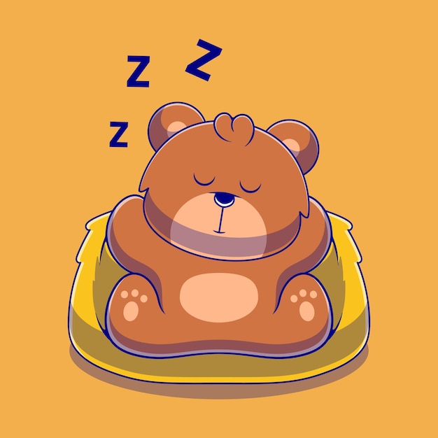 マスコットステッカーとTシャツのデザインに適したソファで眠るかわいいクマのイラスト