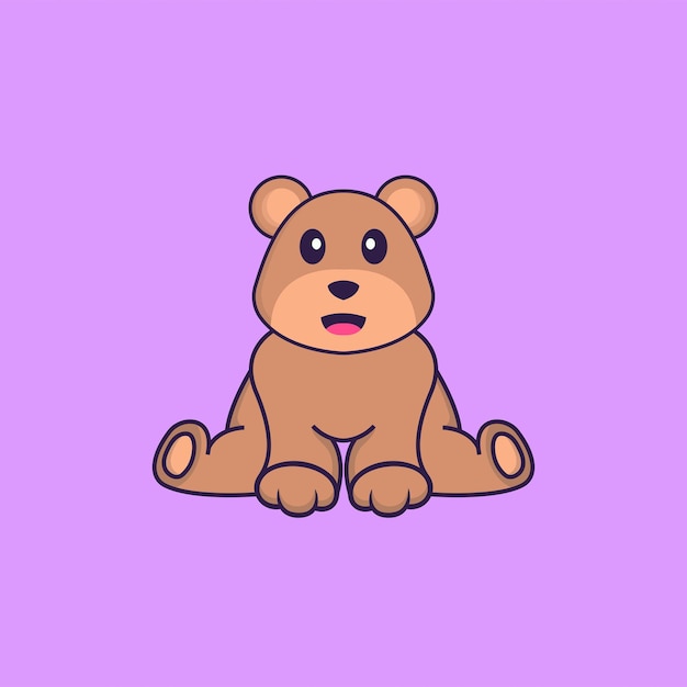 Cute bear is sitting. Animal cartoon concept isolated.