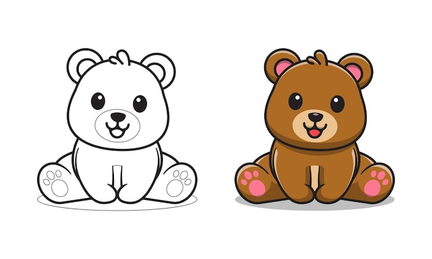 Cute bear is sitting cartoon for coloring