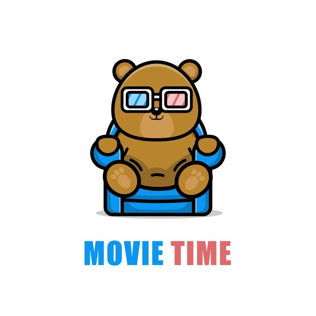 L'orso carino sta guardando un'illustrazione di cartone animato di un film film