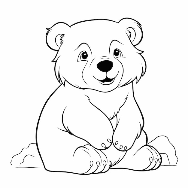 Vettore orso carino per bambini pagina da colorare illustrazione disegnata a mano del contorno dell'orso vettore premium