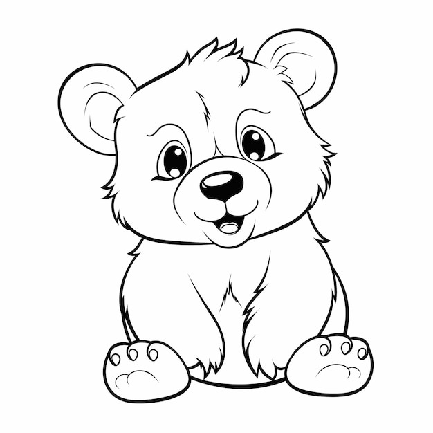 Vettore orso carino per bambini pagina da colorare illustrazione disegnata a mano del contorno dell'orso vettore premium