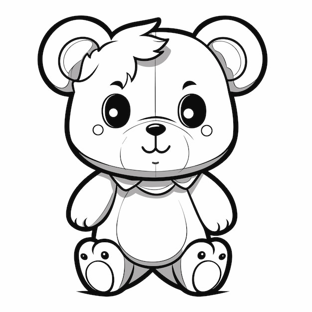 Cute bear for kids coloring page hand drawn bear outline illustration premium vector