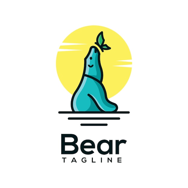 Cute bear logo design vector