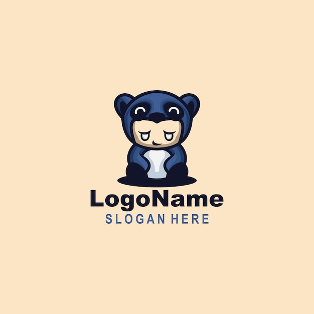 Cute Bear Logo design with vector